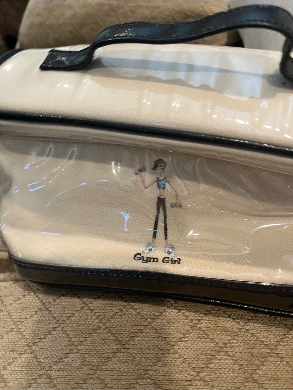 The Girls Cream and Black Gym Girl Cosmetic Case - Picture 1 of 3
